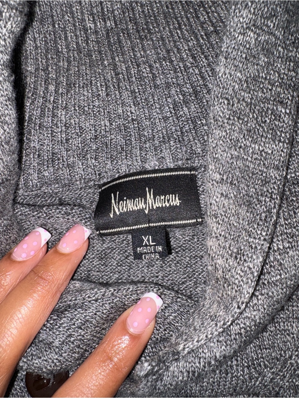 Neiman Marcus Grey Ribbed Knit Jacket